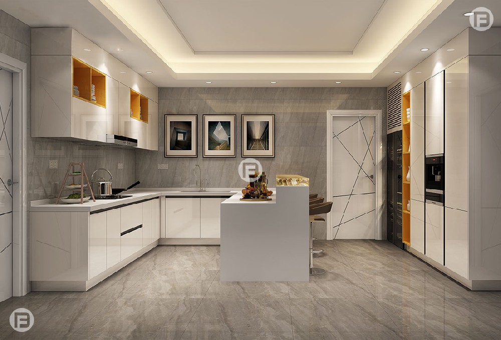 現(xiàn)代簡約廚柜案例3-U字型